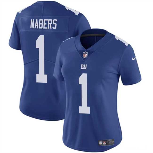 Womens New York Giants #1 Malik Nabers Blue Vapor Stitched Jersey Dzhi